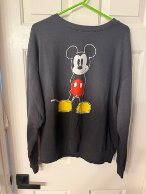 Disney Gray Crewneck with Mickey Graphic and Red/Yellow Accents